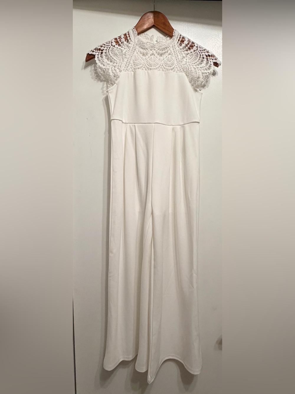 Girls, White/lace Wide-Leg Jumpsuit